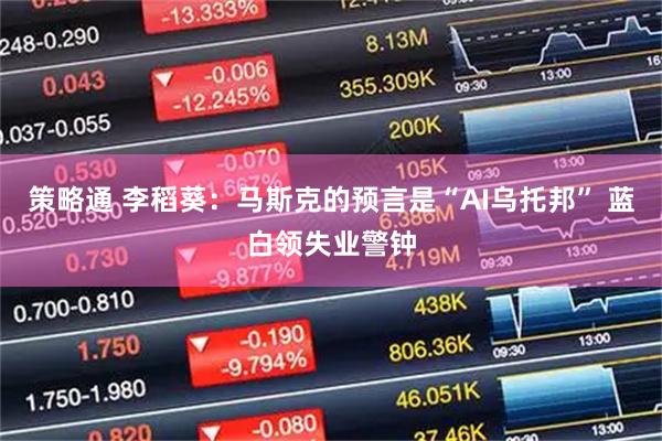 策略通 李稻葵：马斯克的预言是“AI乌托邦” 蓝白领失业警钟